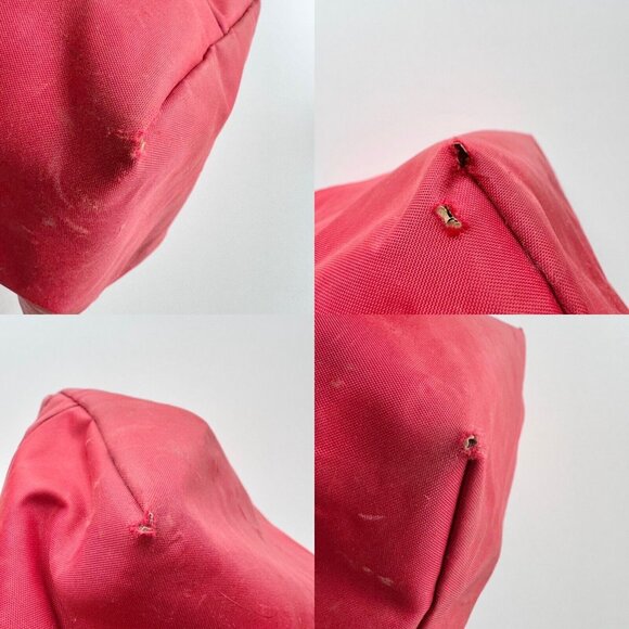 *Worn* LONGCHAMP Le Pliage Original M Red Nylon Canvas Leather Trim Tote Bag - Picture 6 of 16